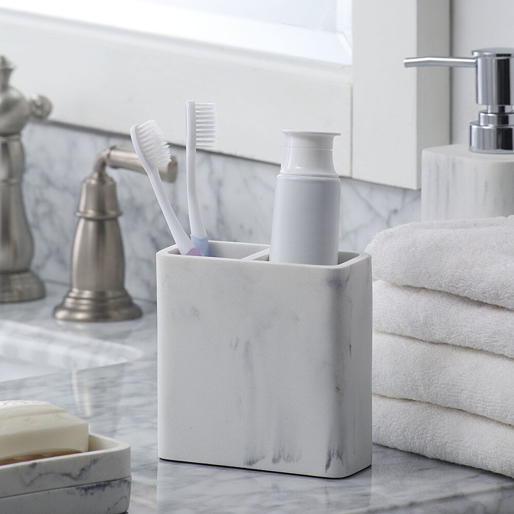 Better Homes & Gardens Faux Marble Toothbrush Holder, White