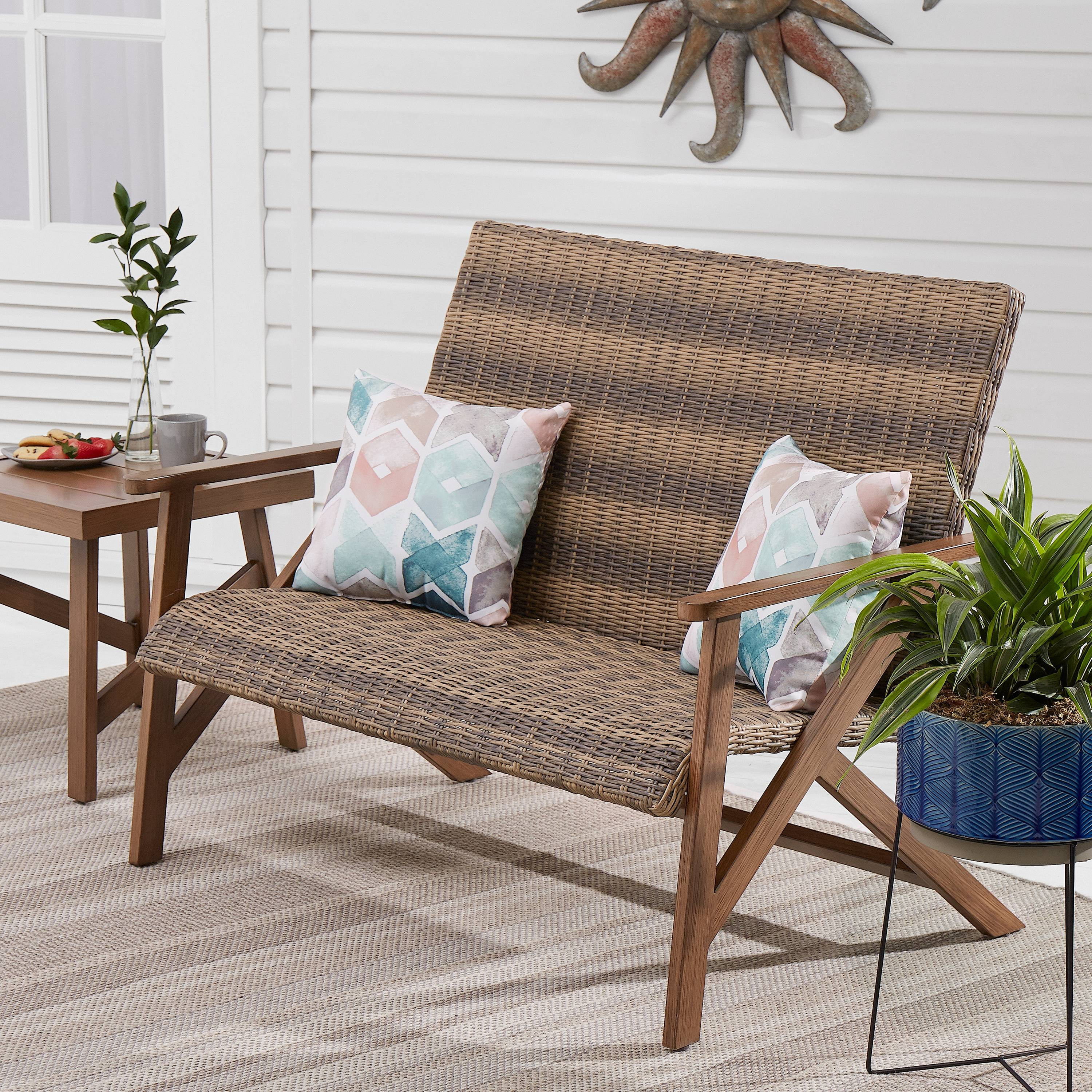 Better homes & gardens fayette patio wicker bench deals