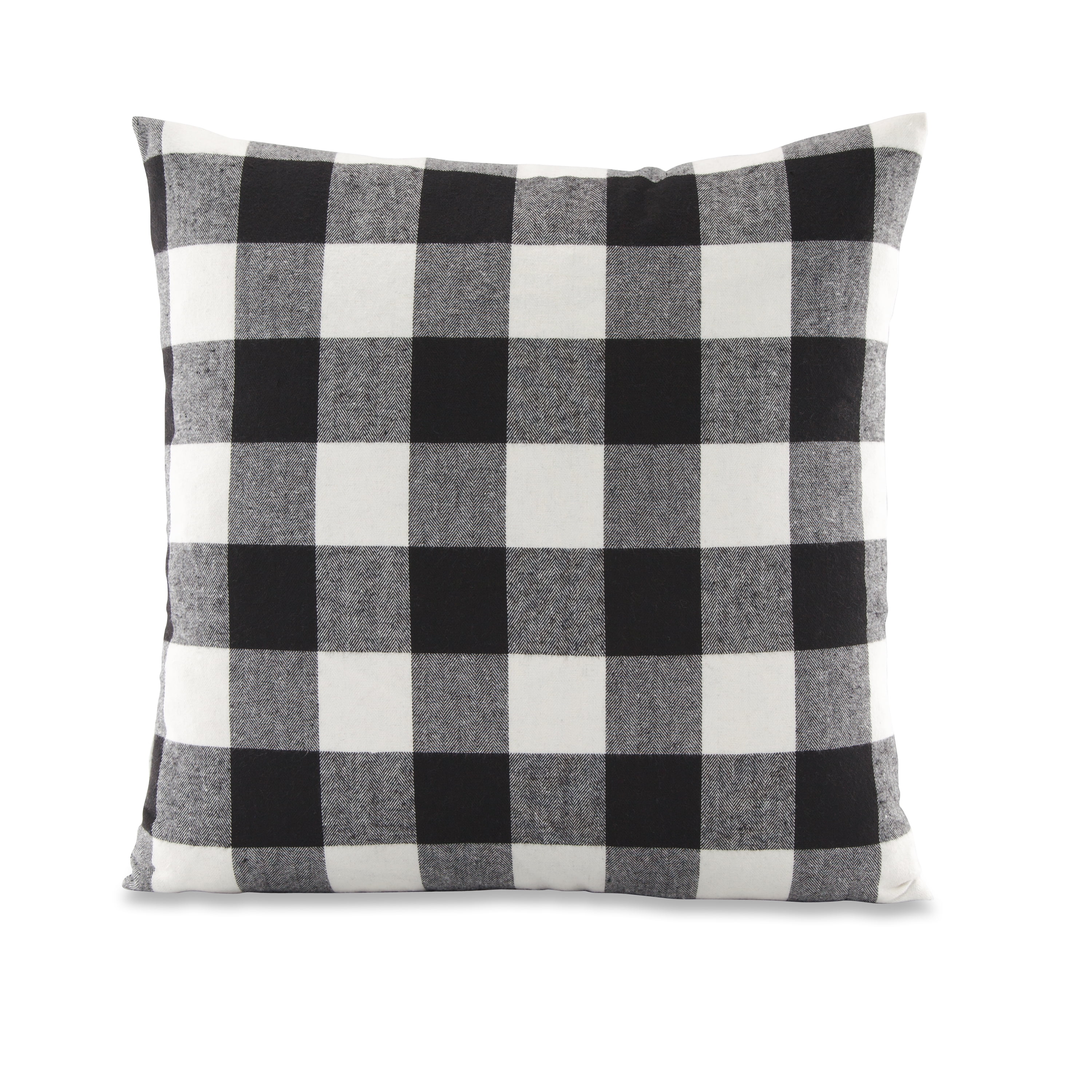 Better Homes & Gardens Feather Filled Buffalo Plaid Square Decorative Throw Pillow, 18" x 18", Black