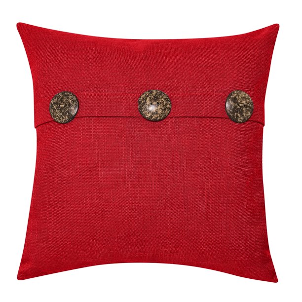 Better Homes & Gardens Feather Filled Three Button Decorative Throw Pillow, 20" x 20", Red