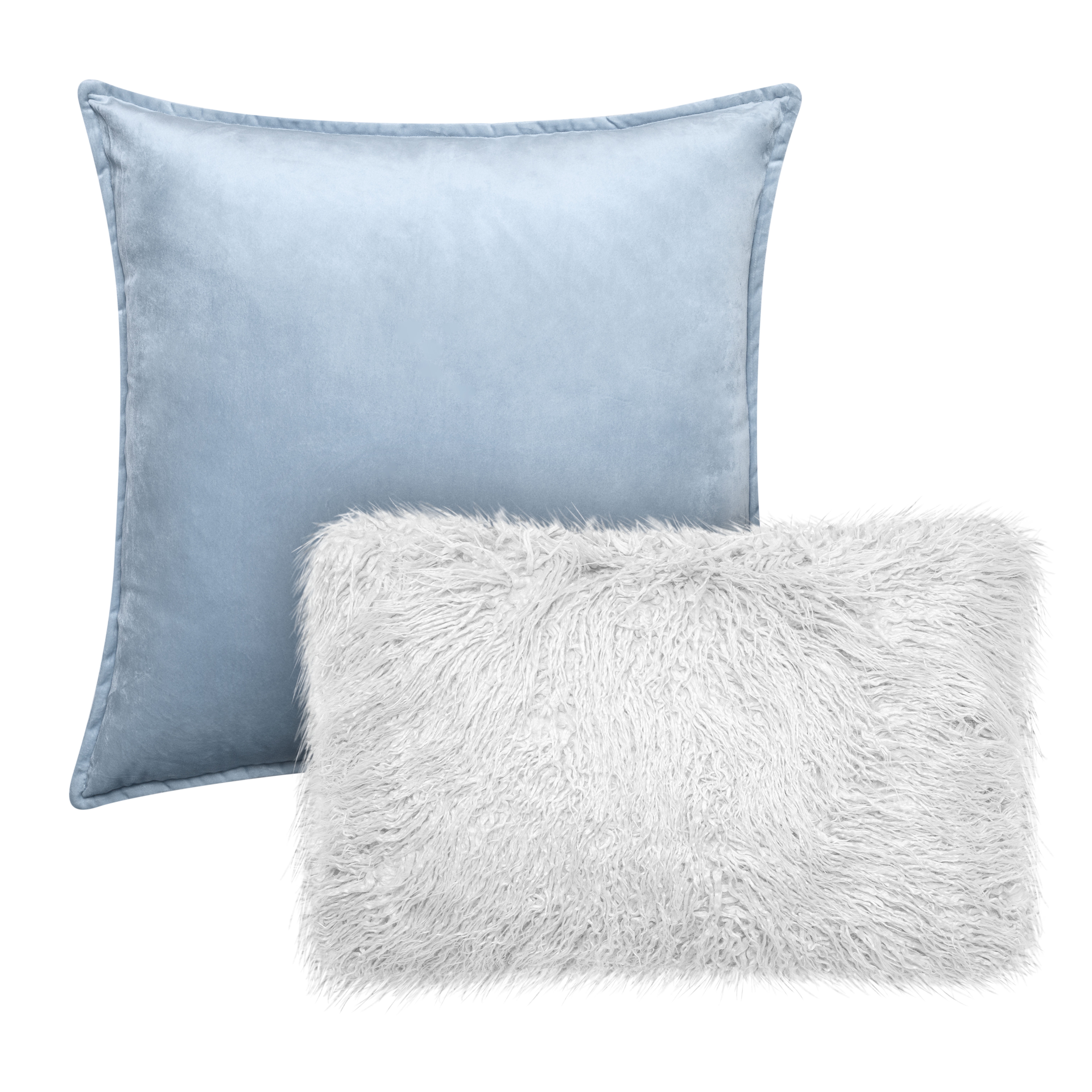 Better Homes & Gardens Feather Filled Velvet Square & Mongolian Faux Fur Oblong Decorative Throw