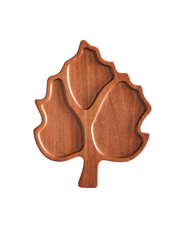 Better Homes & Gardens Figural Leaf Acacia Wood Serving Platter, 13.97 in x 11.41 in