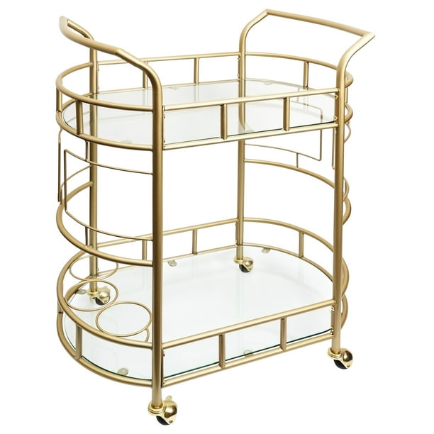Better Homes & Gardens Fitzgerald Gold Metal Bar Cart - Walmart