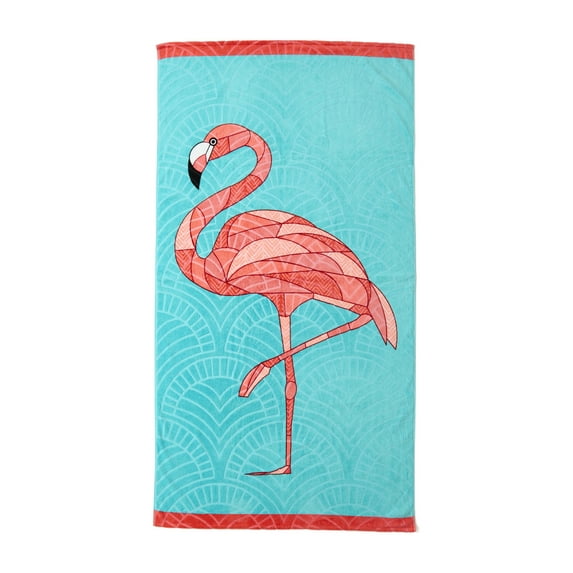 Better Homes & Gardens Flamingo Pattern Beach Towel, 72”L x 38”W