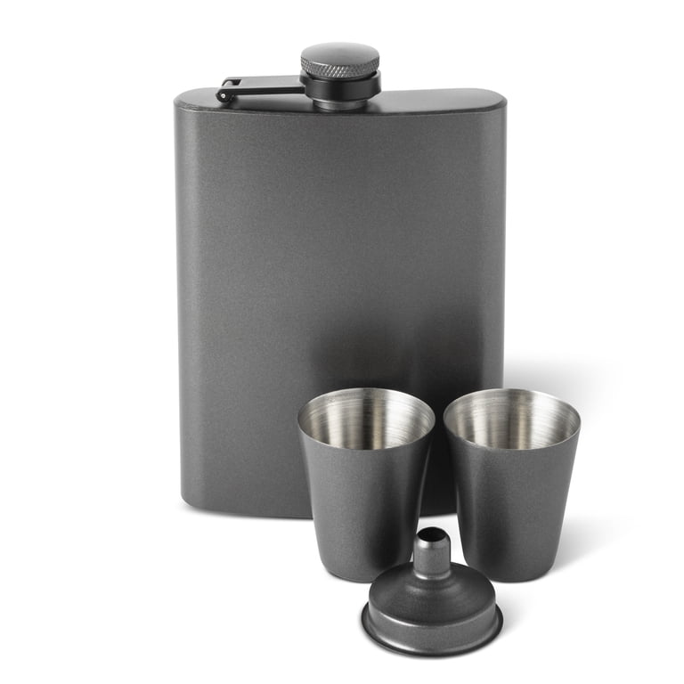 Coffret cadeau Hip Flask avec 2 verres à shot en acier