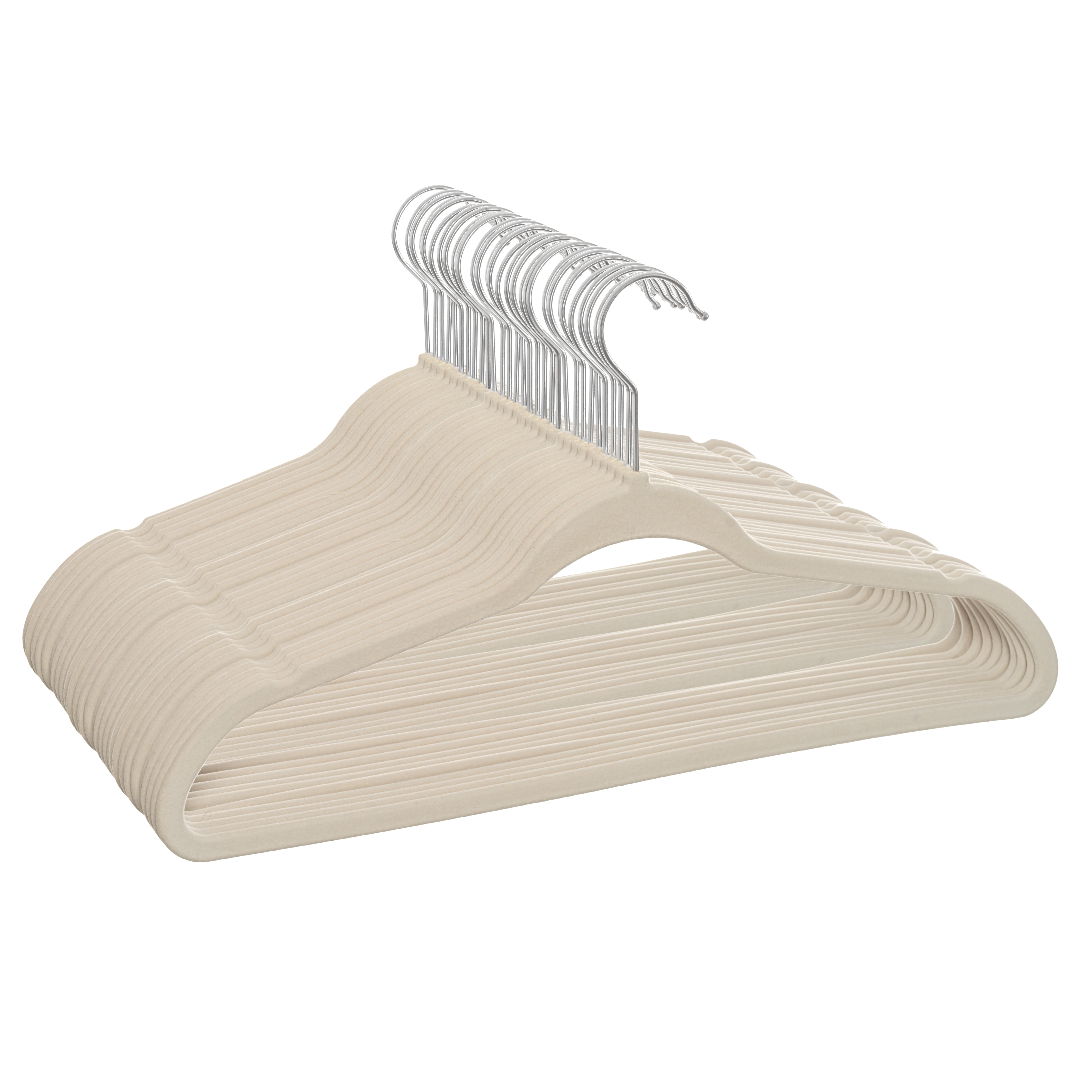 Better Homes & Gardens Flocked Fabric Clothes Hangers, 30 Count, Beige