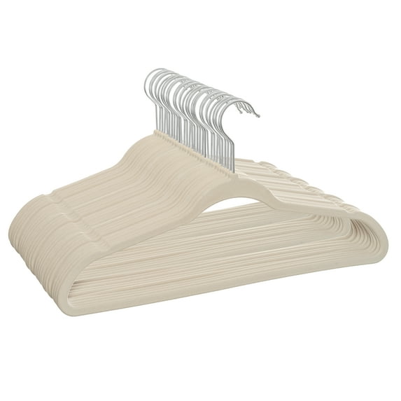 Better Homes & Gardens Flocked Fabric Clothes Hangers, 30 Count, Beige