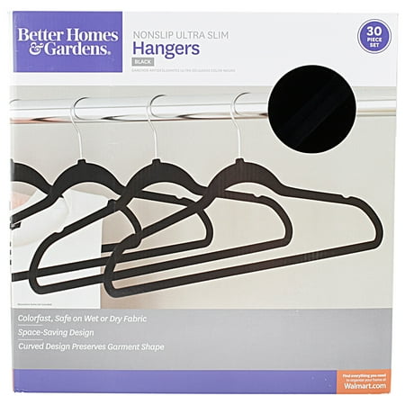 Better Homes & Gardens Flocked Suit Space Saving Hangers, Black 30 Pack