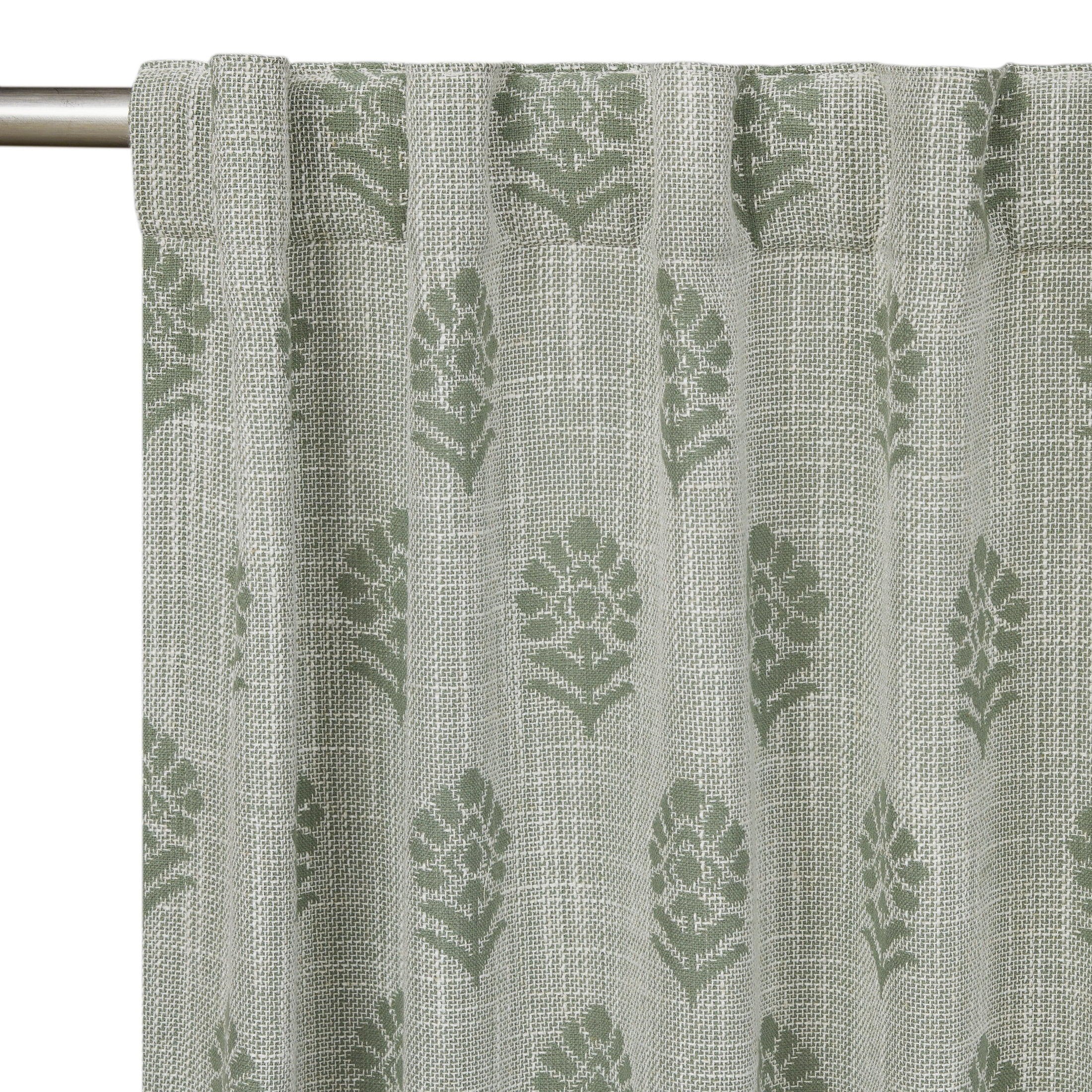 Better Homes & Gardens Floral Block Print Blackout Single Curtain Panel, Green, 50"W x 95"L