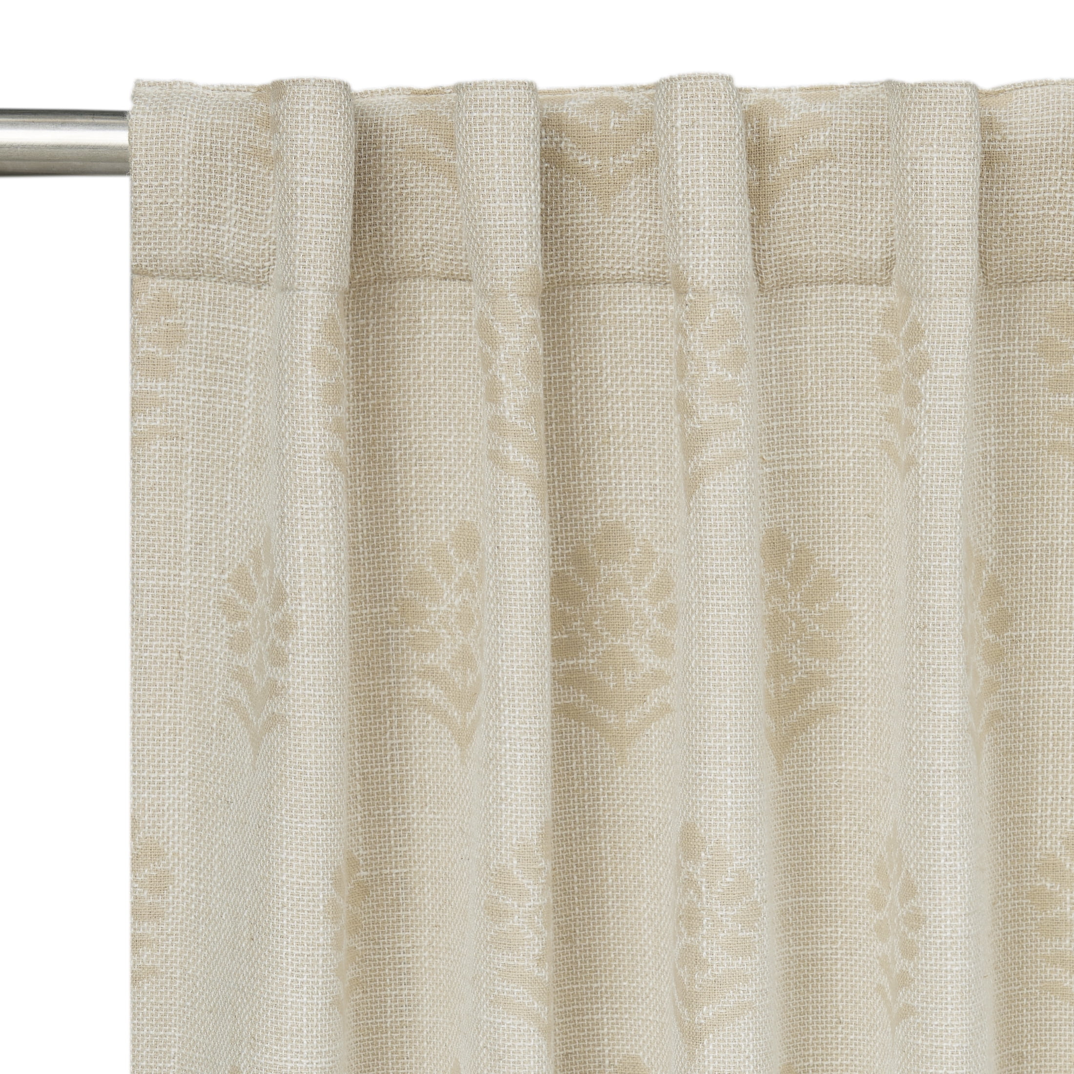 Better Homes & Gardens Floral Block Print Light Filtering Single Curtain Panel, Beige, 50"W x 84"L