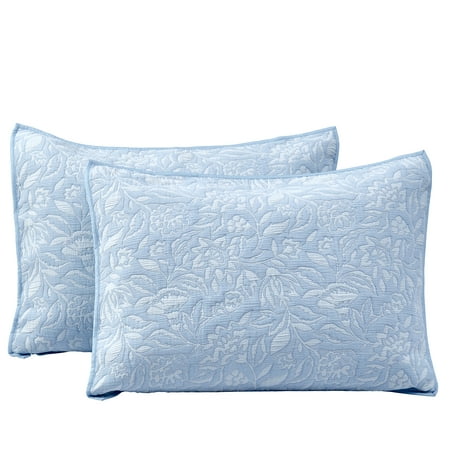 Better Homes & Gardens Floral Matelasse Pillow Shams, Blue, Standard, 2 Count