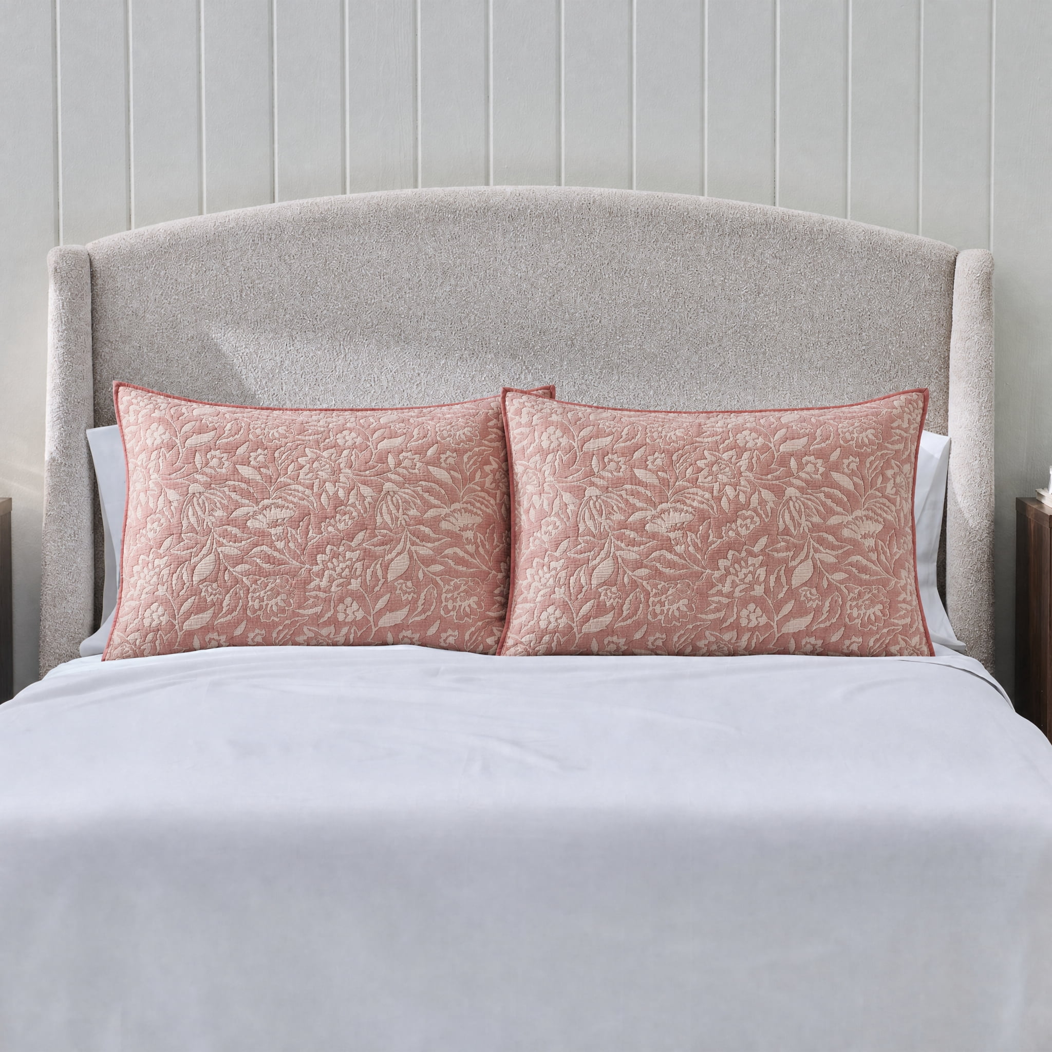 Better Homes & Gardens Floral Matelassé Pillow Shams, King, Pink Rose, 2 Pack
