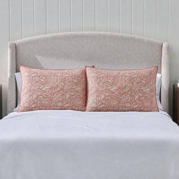 Better Homes & Gardens Floral Matelassé Pillow Shams, Standard, Pink Rose, 2 Pack