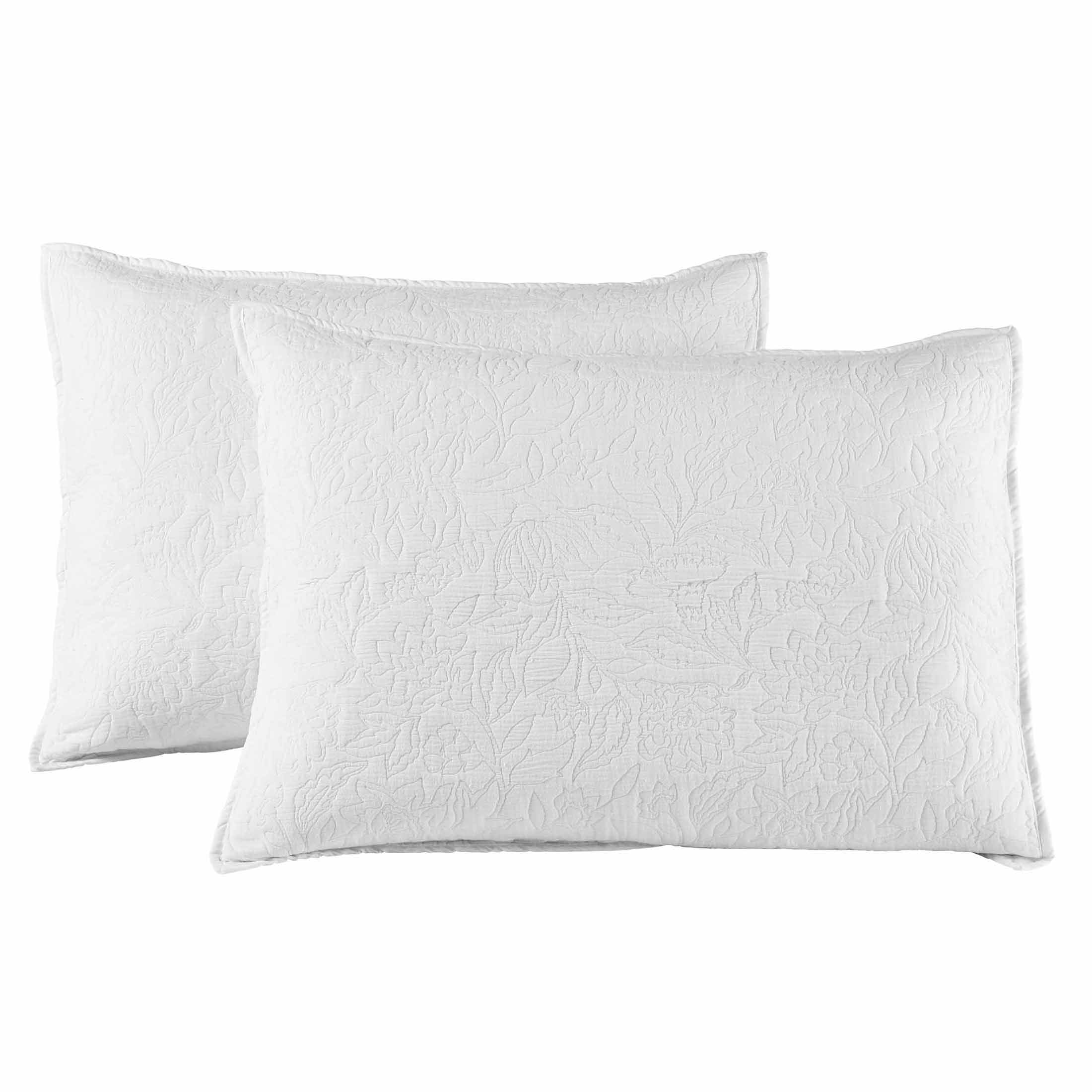 Better Homes & Gardens Floral Matelasse Pillow Shams, White, King, 2 Count