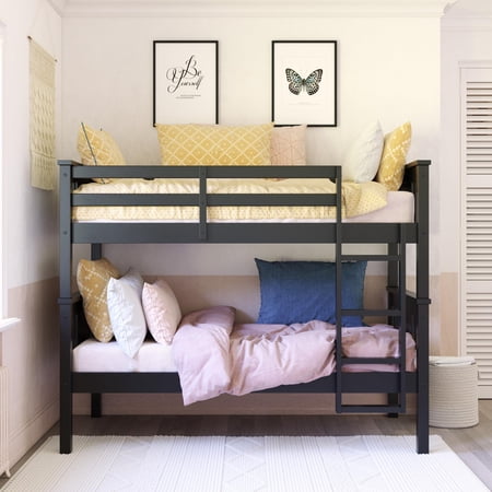 Better Homes & Gardens Flynn Twin Size Bunk Bed for Kids, Black