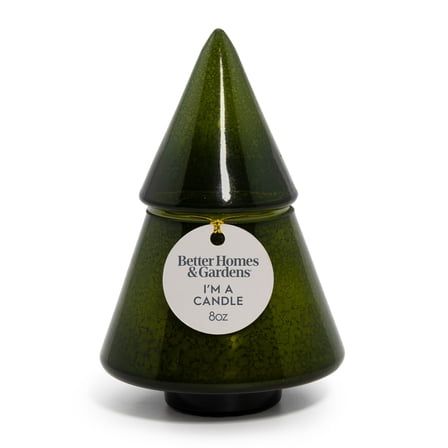 Better Homes & Gardens 1-Wick Artisanal Style Glass Christmas Tree Candle, Fresh Cut Frasier, 8 oz