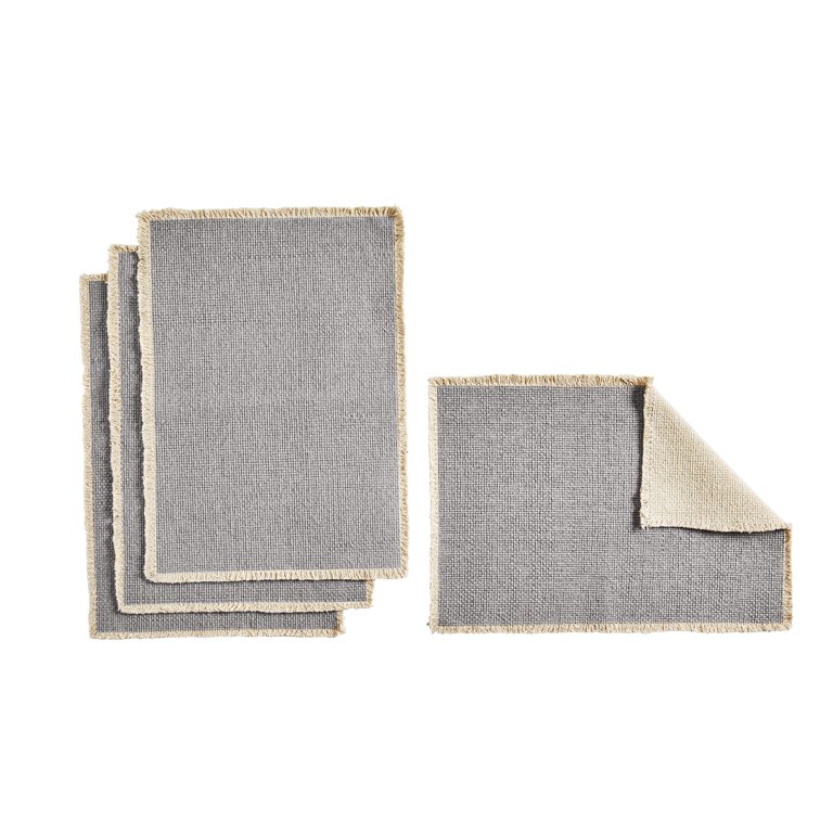 Home Brilliant Linen Placemats Set of 4 Heat Resistant Washable Placemats  for Parties Buffet Dinner, 13 x 19 inches, Ash Grey