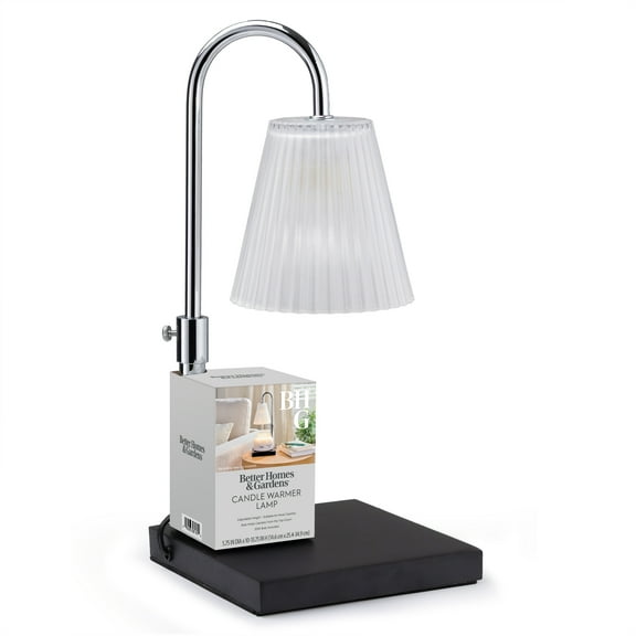Better Homes & Gardens Frosted Glass Candle Warmer Lamp, Adjustable Height, Black Base