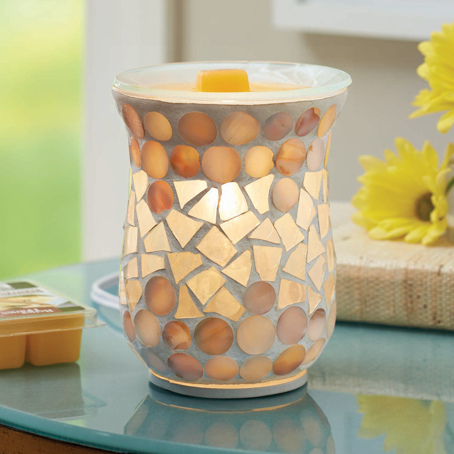 WHOLE HOUSEWARES Mosaic Glass Fragrance and Candle Warmer