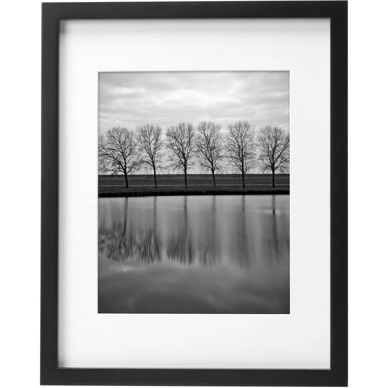 At Home 11x14 Matted to 8.5x11 Black Linear Frame with White Mat