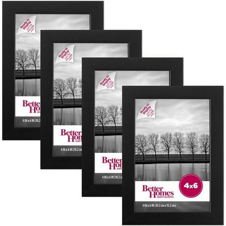Better Homes & Gardens Gallery 4x6 Tabletop Picture Frame, Black, Set of 4