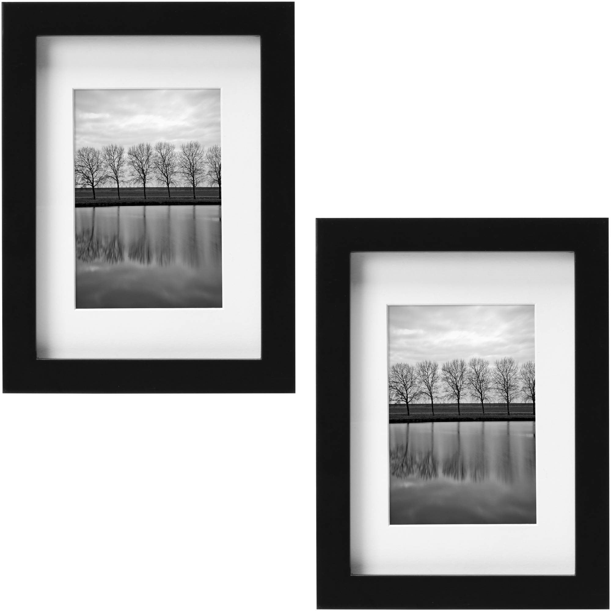 Better Homes & Gardens Gallery Picture Frame, 5 x 7 Matted for 3.5 x 5, Black, Set of 2