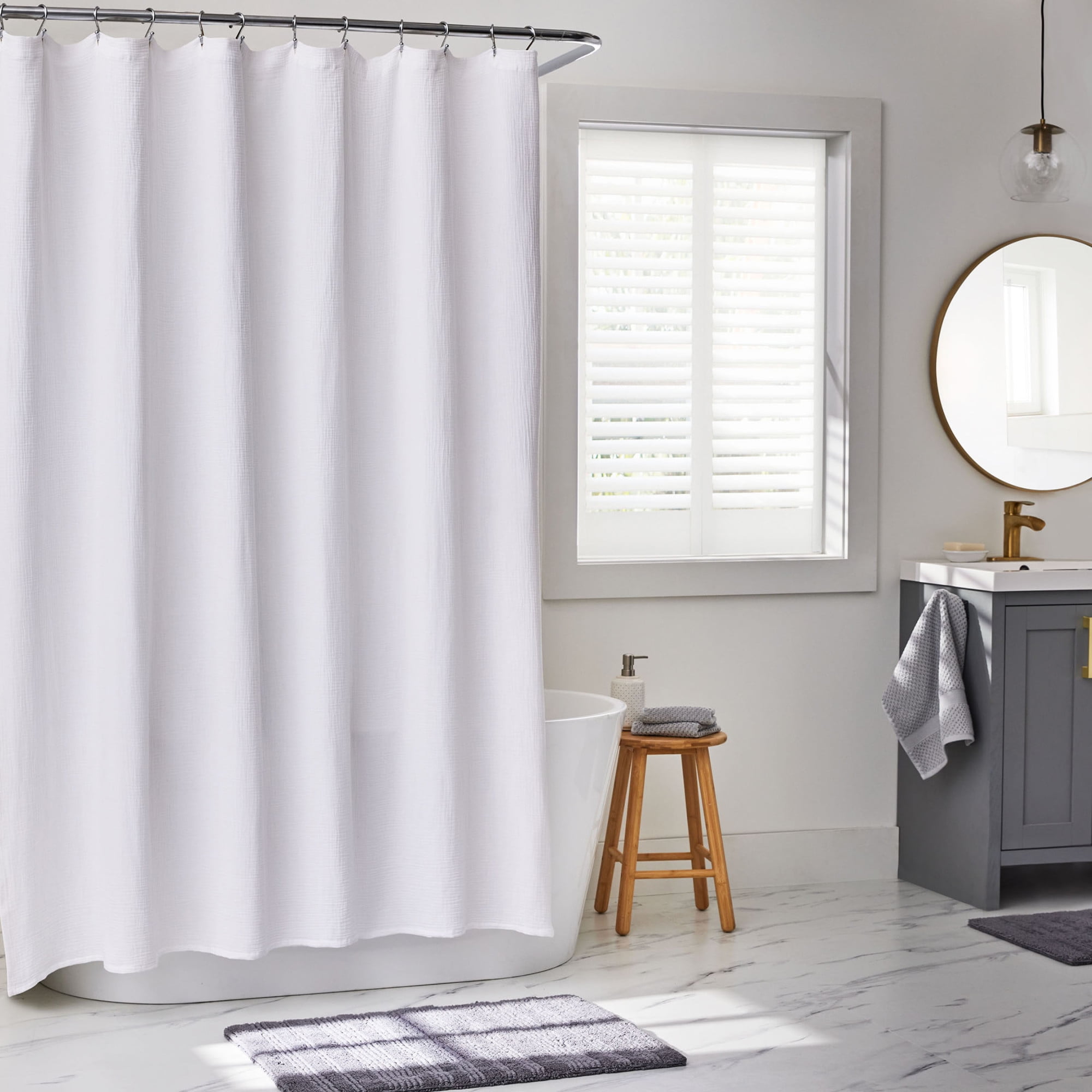 Better Homes & Gardens Gauze Shower Curtain Arctic White, 100% BCI Cotton, 72"W x 72"L, 1 Piece