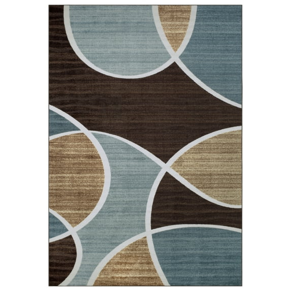 Better Homes & Gardens Geo Waves Indoor Living Room Area Rug, Blue, Brown, 7' x 10'