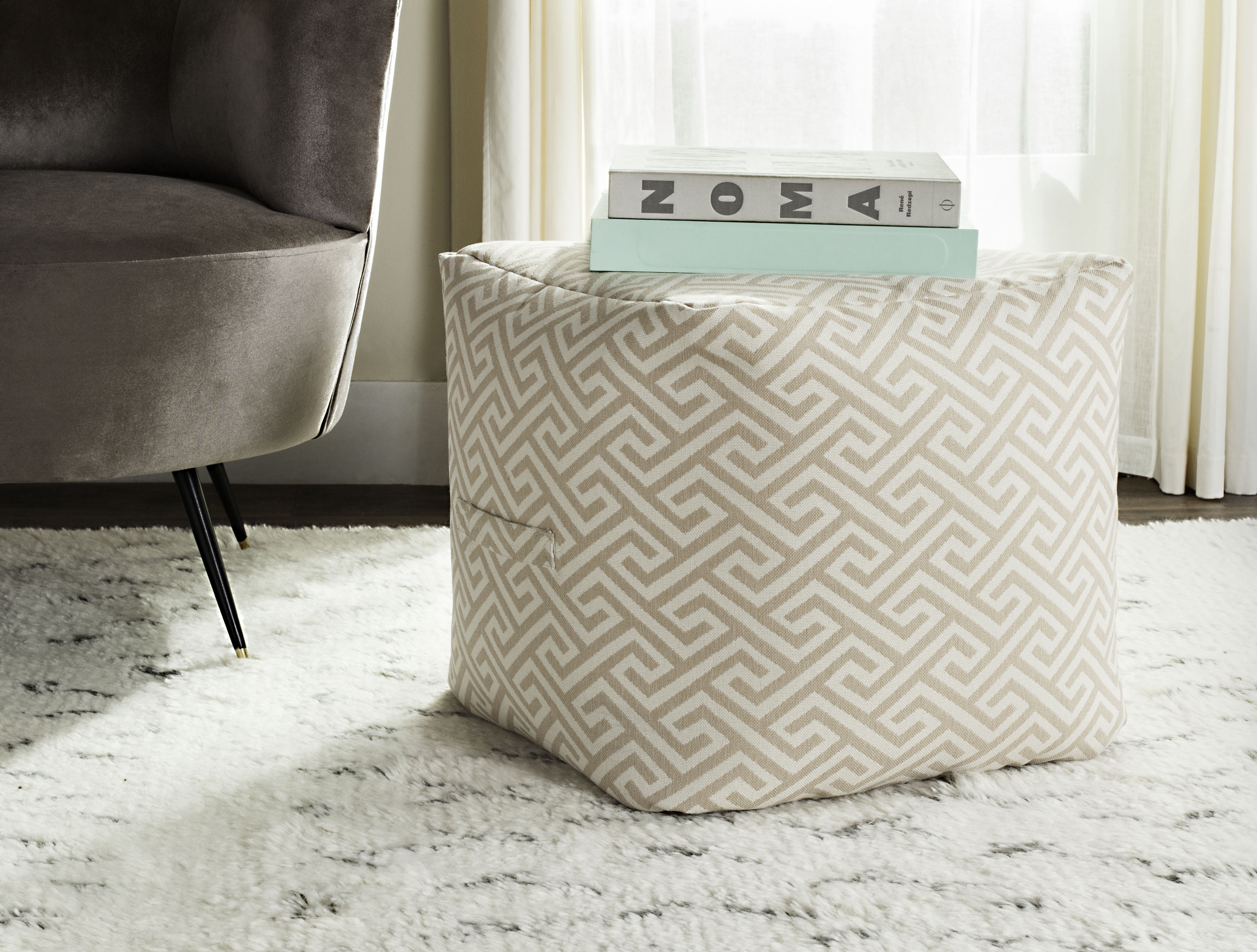 Free Shipping! Better Homes & Gardens Geometric Cotton Ottoman