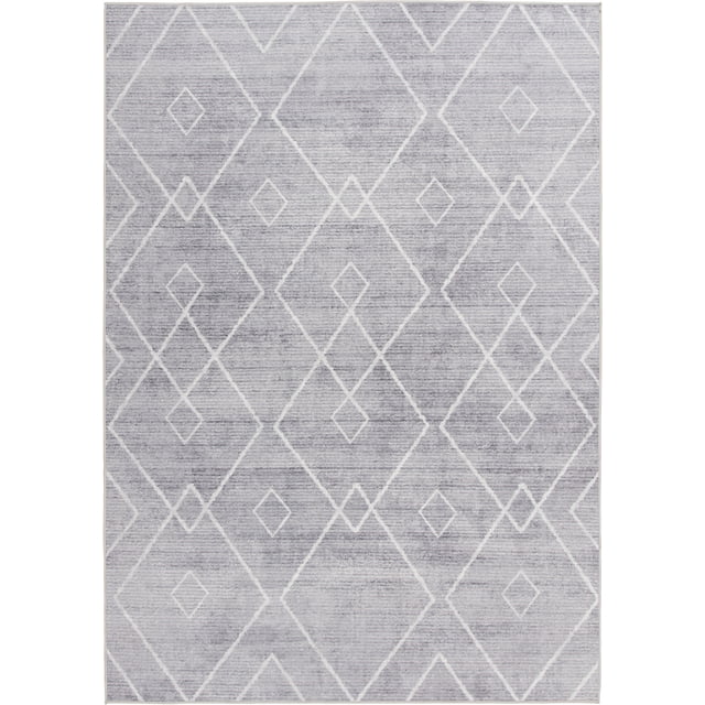 Better Homes & Gardens Geometric Machine Washable Indoor Area Rug, Gray