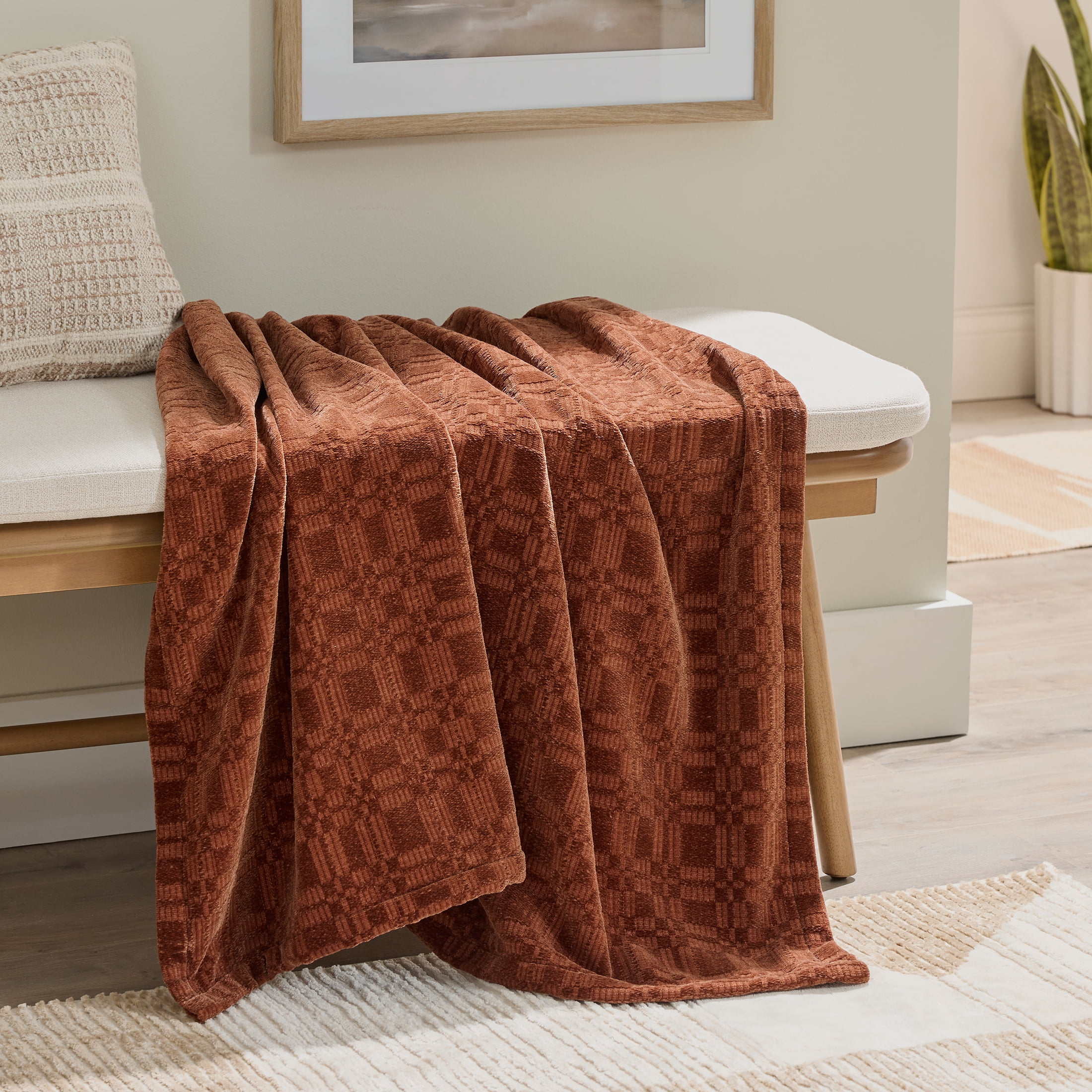 Better Homes & Gardens Gingerbread Cookie Chenille Woven 50x72' Throw