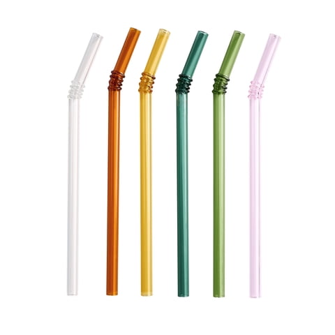 Better Homes & Gardens Glass Bendy Straw Colorful , 6 Pieces