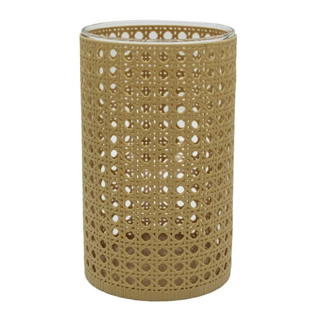 Better Homes & Gardens Glass Hurricane Candleholder Wrapped in Brown Woven Thermoplastic Rubber