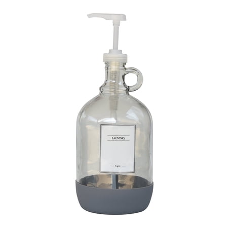 Better Homes & Gardens Glass Laundry Detergent Dispenser, Clear & White, 64 oz.