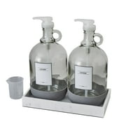 Better Homes & Gardens Laundry Detergent Dispenser Set with Tray and Measuring Cup, Clear & White, 128 oz, 2-Pack