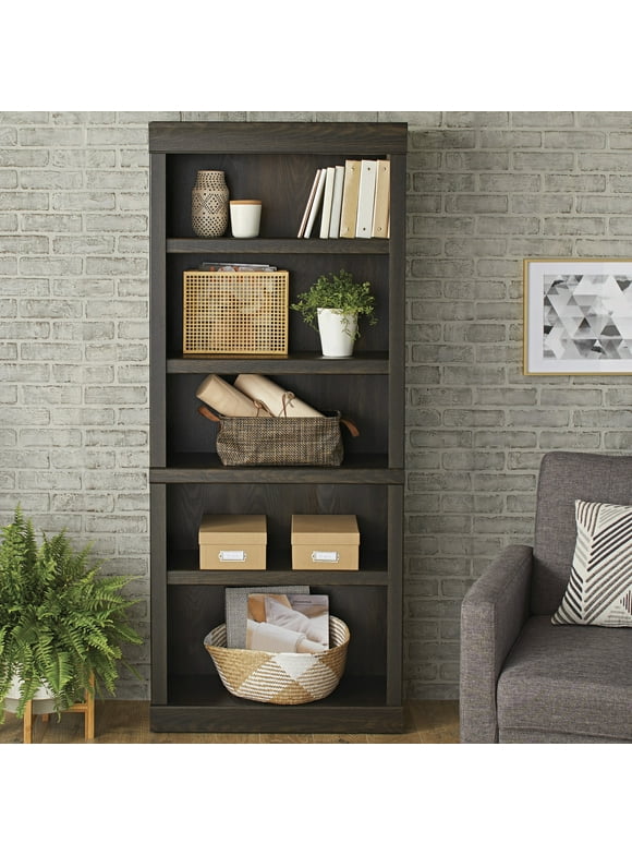 Better Homes & Gardens Glendale 5 Shelf Bookcase, Dark Oak Finish