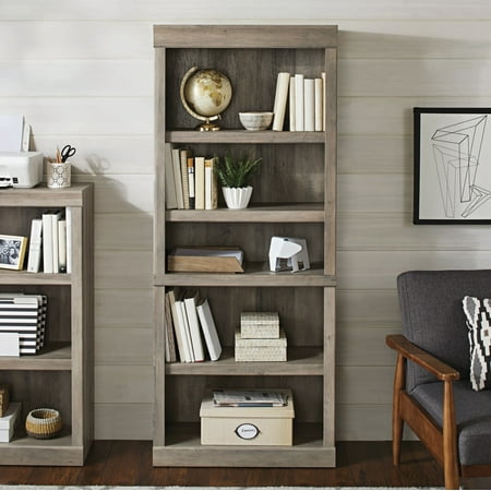 Better Homes & Gardens Glendale 5 Shelf Bookcase, Rustic Gray Finish