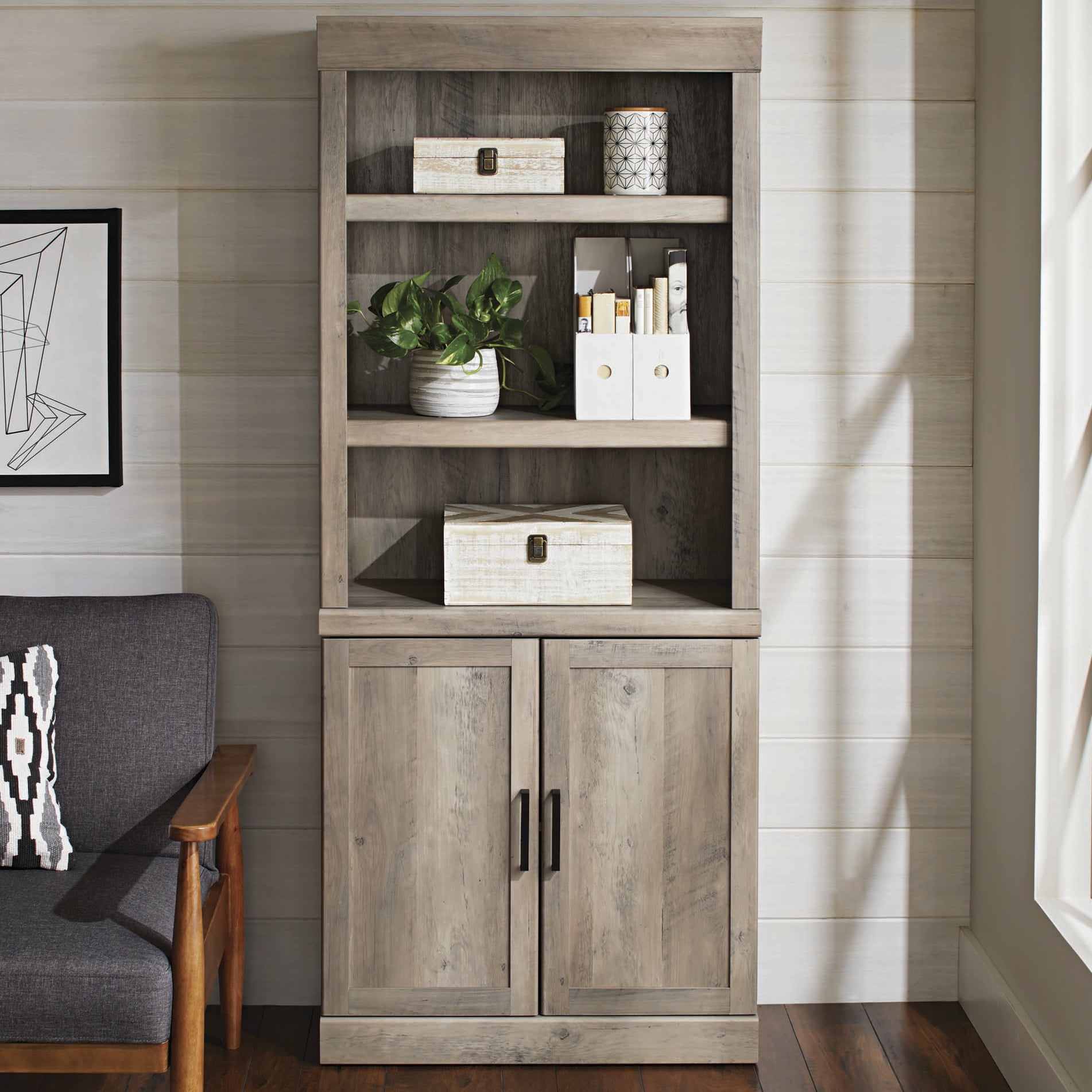 Better Homes & Gardens Glendale Bookcase with Doors – Light Honey