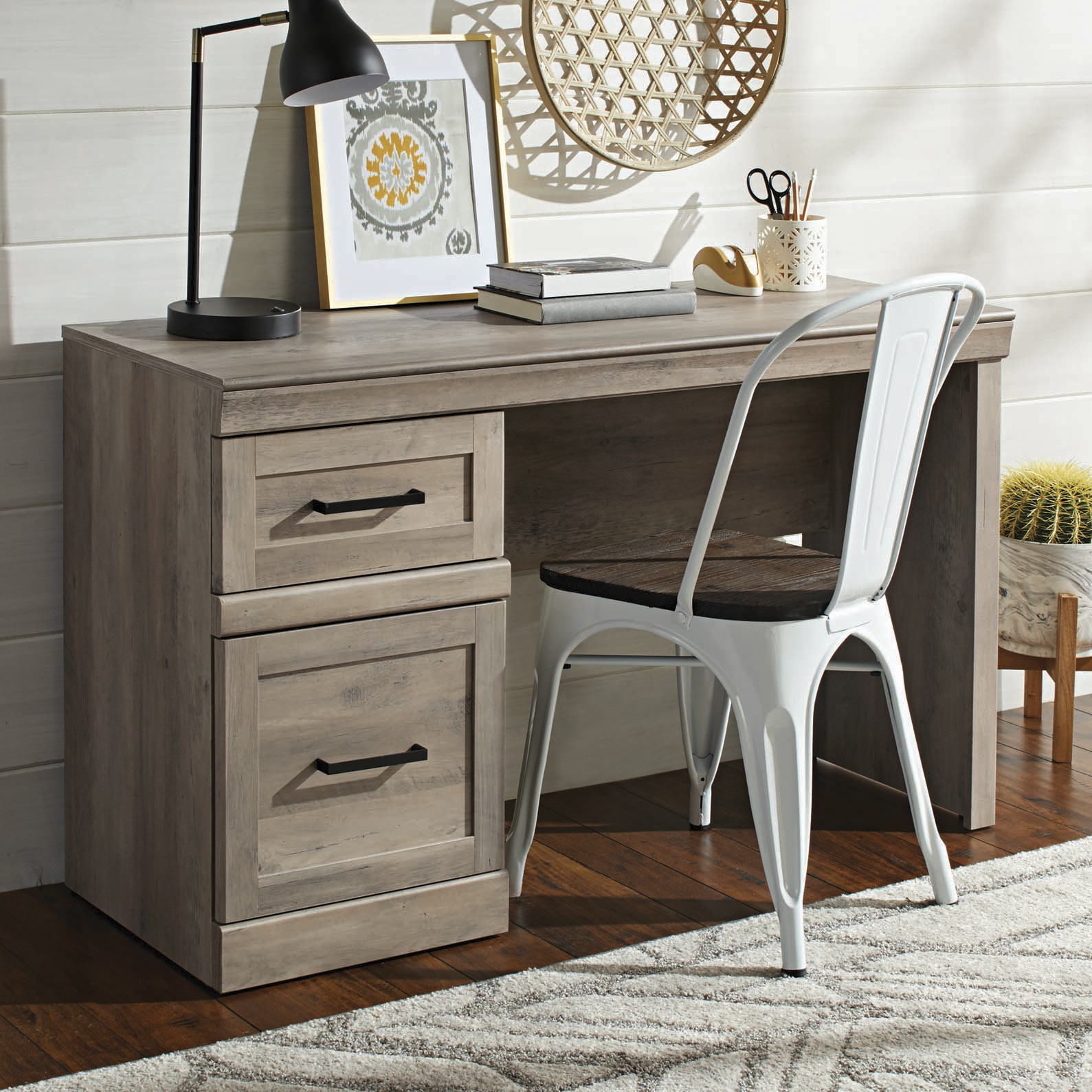 Better Homes & Gardens Modern Farmhouse L-Desk, Rustic Gray Finish