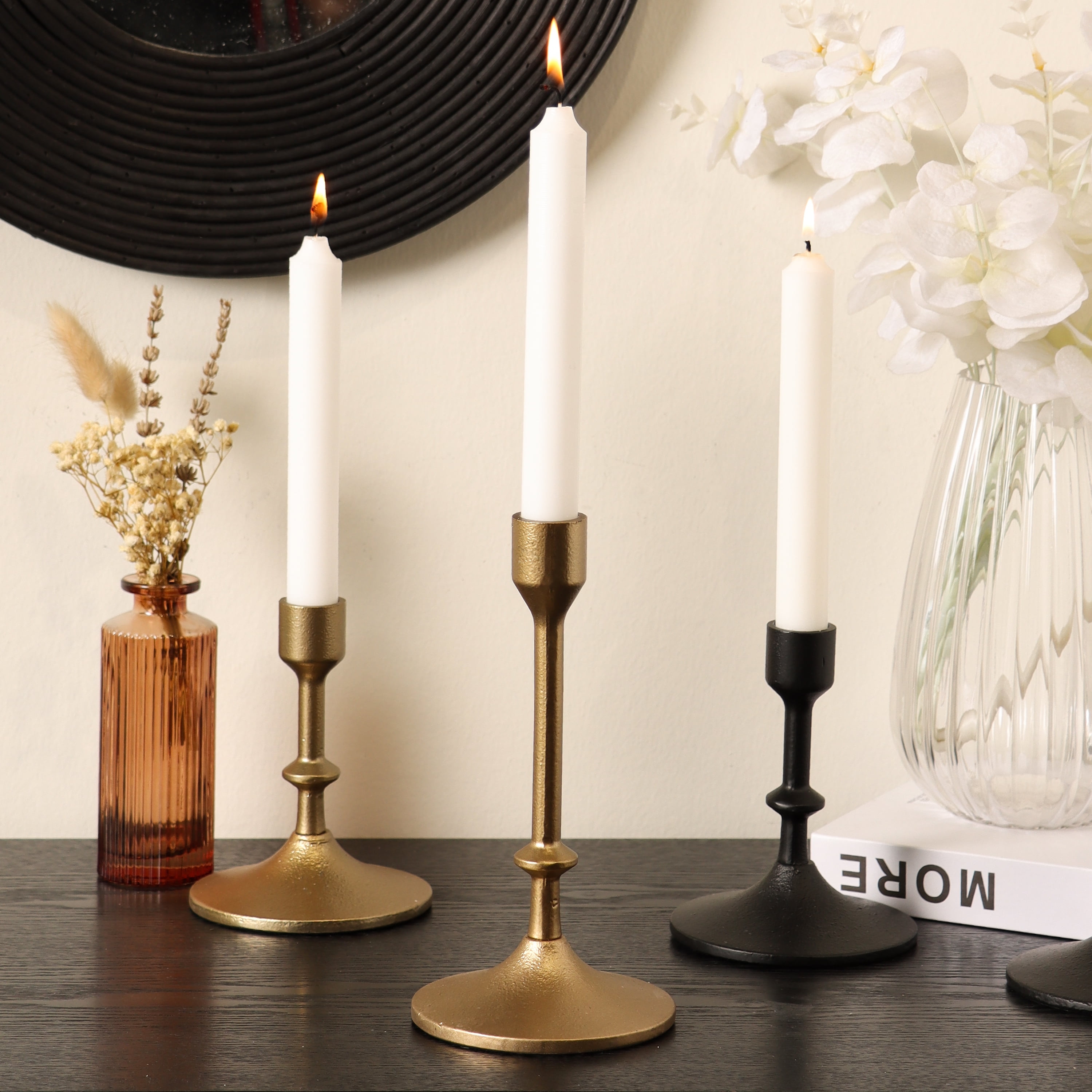 Better Homes & Gardens Gold Cast Iron Metal Taper Candle Holder, 7.8", Large - Walmart.com