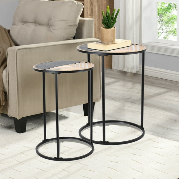 Better Homes & Gardens Gold Geo Wood and Metal Plant Stand, Set of 2