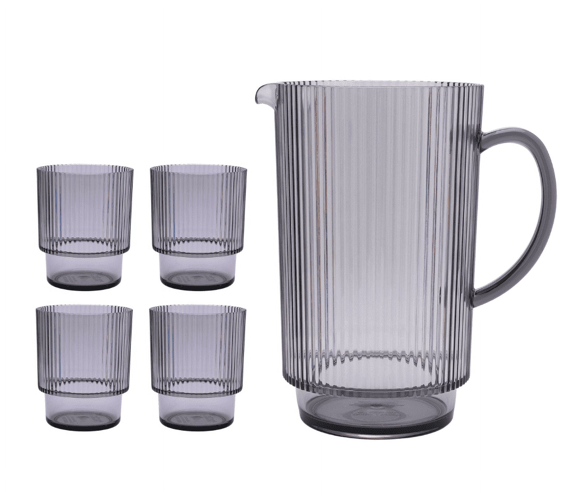 Home-X - Plastic Pitcher Set with Hammered Design, 64 oz Pitcher and 4  Matching Tumblers, Perfect Kitchenware Gift for Dinner Parties, Barbecues