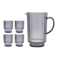 thumbnail image 1 of Better Homes & Gardens Gray 2.2-Quart Plastic Ribbed Pitcher Set with Tumblers, 5-Piece, 1 of 9