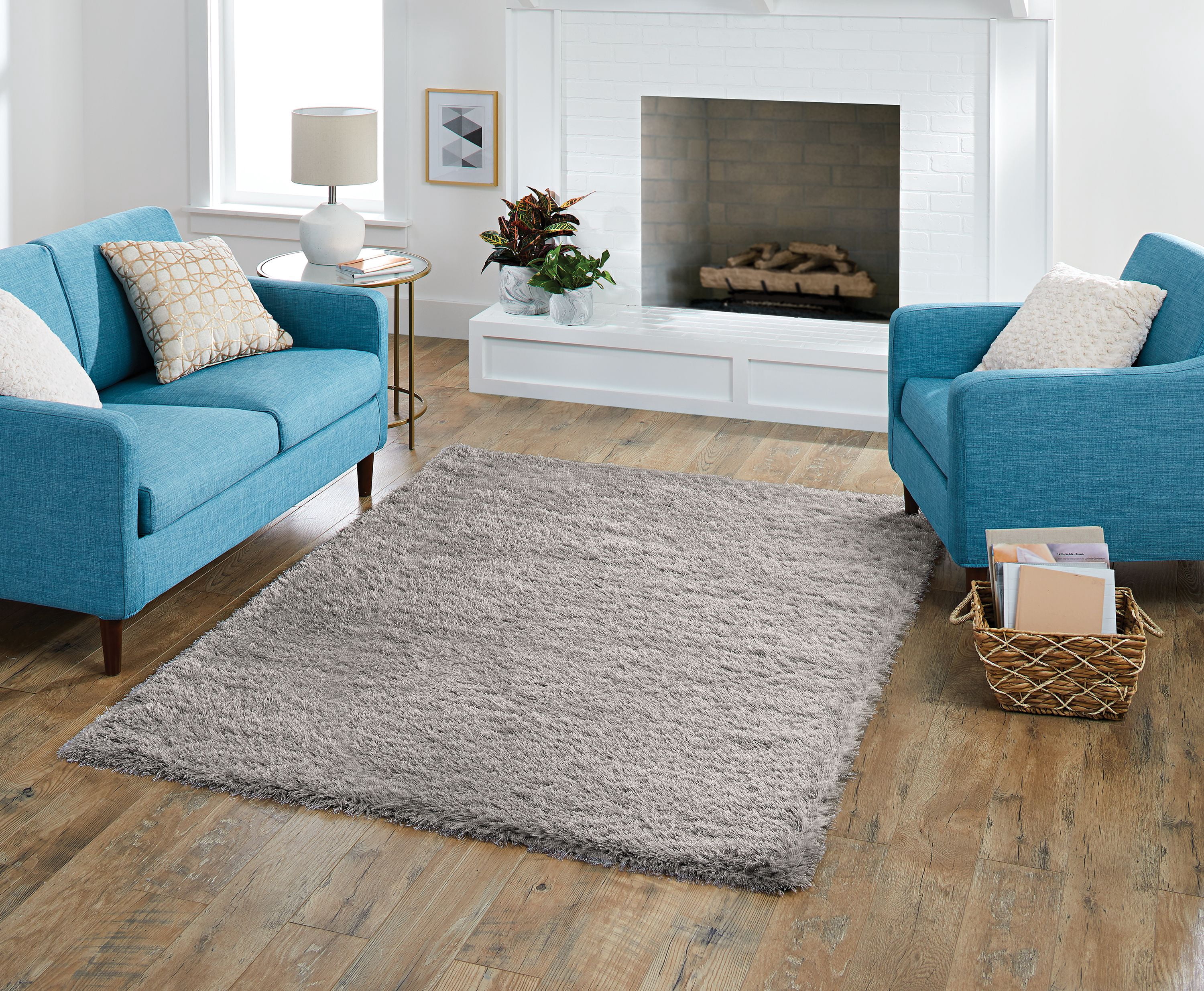 Better Homes & Gardens Gray 2x3 Glossy Shag Rug, Multiple Sizes