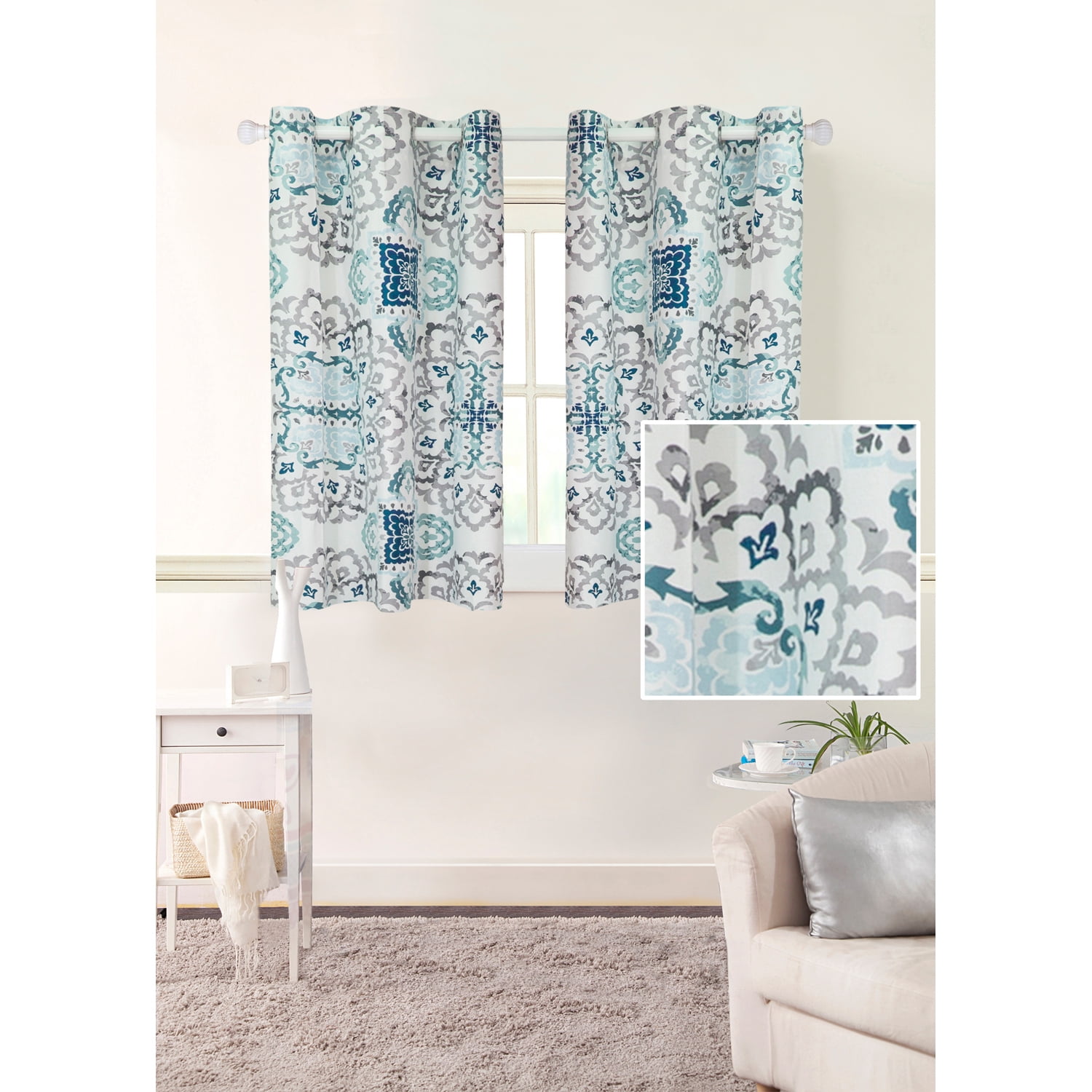 Better Homes & Gardens Gray Carved Medallion Single Window Curtain Panel, 40” x 54” (1 Panel)