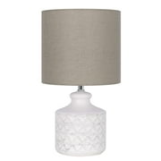 Better Homes & Gardens White Ceramic Table Lamp with Diamond Pattern, 15 in