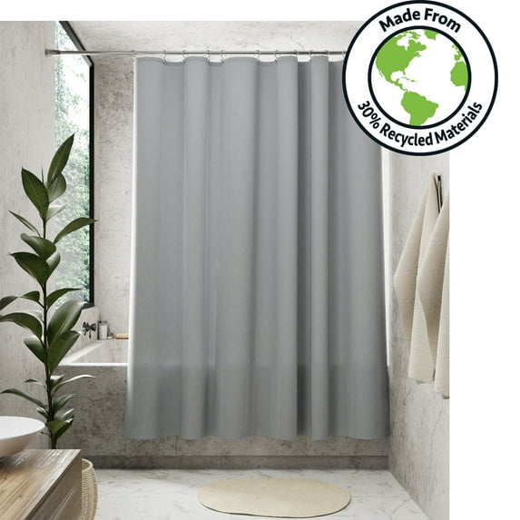 Better Homes & Gardens Gray Eco-Friendly Waterproof PEVA Shower Liner, 30% Recycled, 70" x 72"