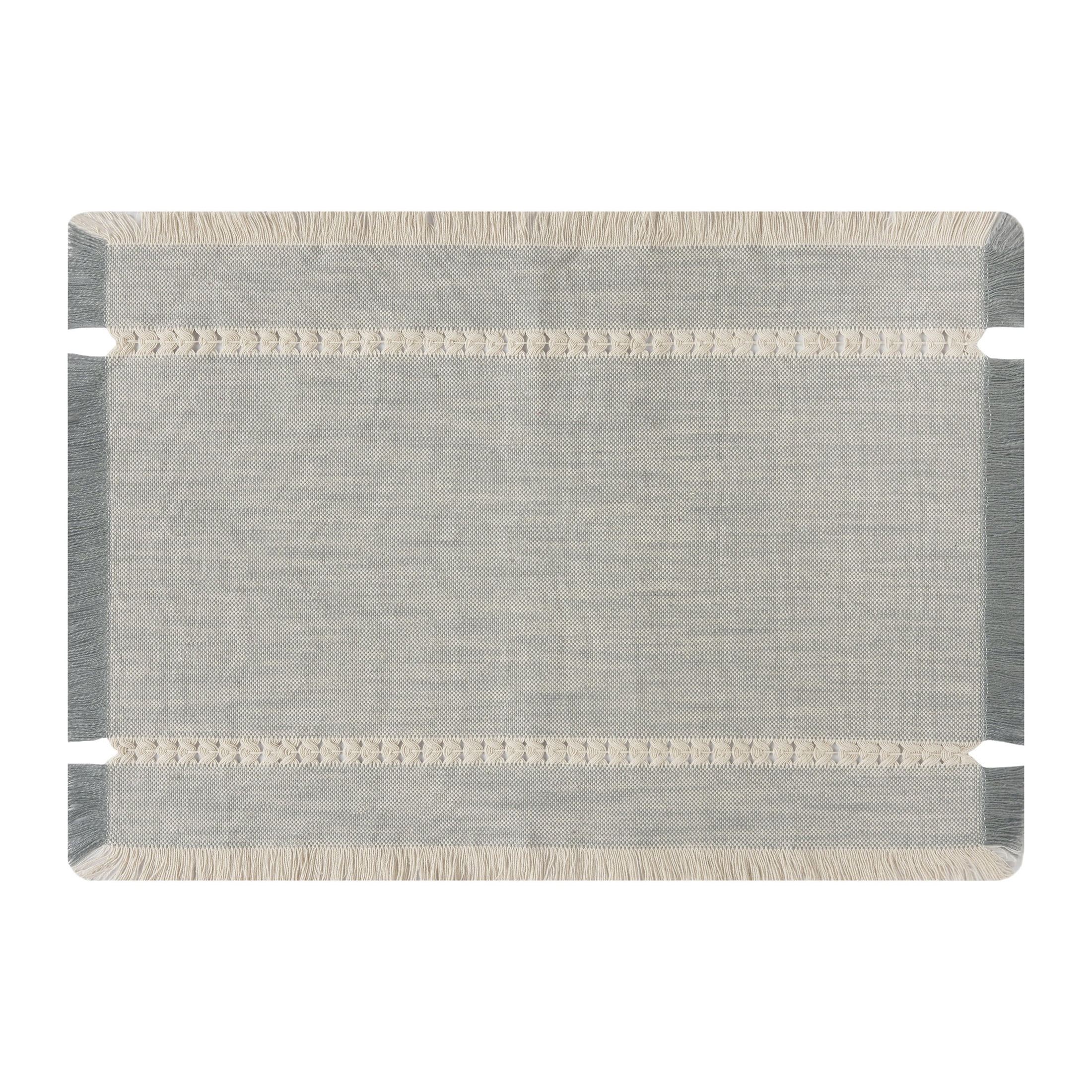 Better Homes & Gardens Gray Fringe Placemat - 14" x 20" - Grey Flannel / Natural - 100% Cotton