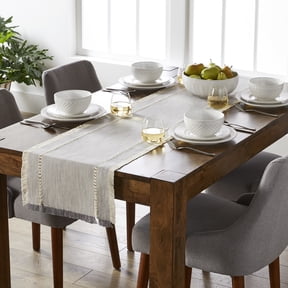Better Homes & Gardens Gray Fringe Table Runner - 14 x 90" - Gray - 100% Cotton