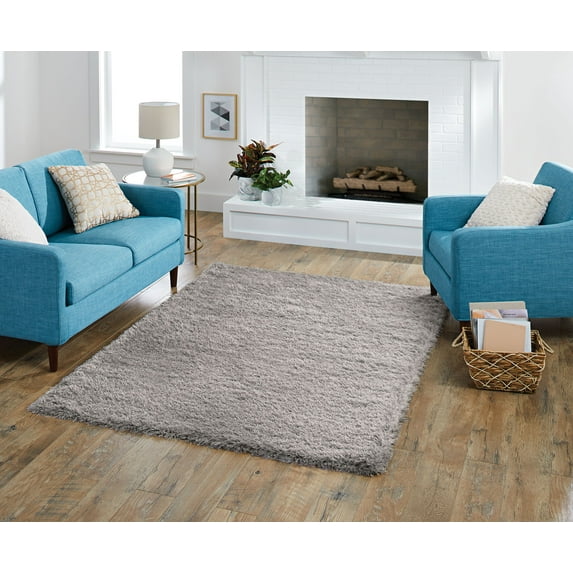 Better Homes & Gardens Gray Glossy Shag Indoor Area Rug, Multiple Sizes